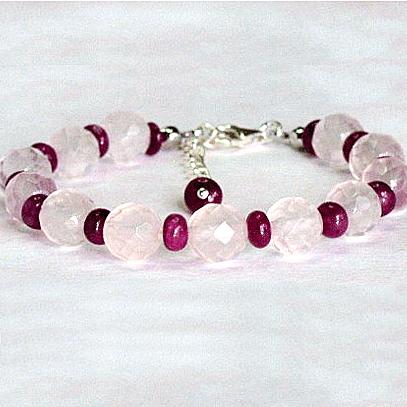 パワーストーン　レディース　ブレスレット　ネッサローズブレス　ローズクォーツ＆ルビー　天然石　送料無料 |  | 02