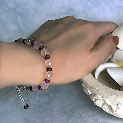 パワーストーン　レディース　ブレスレット　ネッサローズブレス　ローズクォーツ＆ルビー　天然石　送料無料 |  | 04