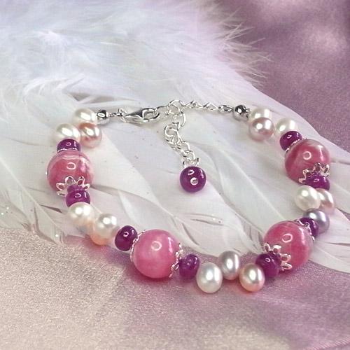 ルビー＆パール＆インカローズブレスレット　送料無料　レディース　パワーストーン　天然石　 |  | 02