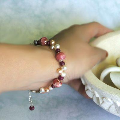 ルビー＆パール＆インカローズブレスレット　送料無料　レディース　パワーストーン　天然石　 |  | 05