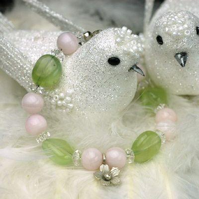 プレナイト＆ピンクカルサイト＆水晶ブレスレット　レディース　送料無料　パワーストーン天然石　ピュアヒーリング |  | 01