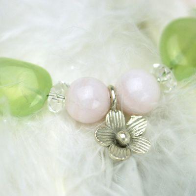 プレナイト＆ピンクカルサイト＆水晶ブレスレット　レディース　送料無料　パワーストーン天然石　ピュアヒーリング |  | 02