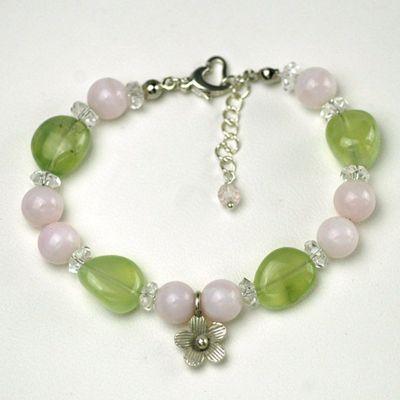 プレナイト＆ピンクカルサイト＆水晶ブレスレット　レディース　送料無料　パワーストーン天然石　ピュアヒーリング |  | 03