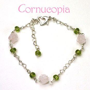 ローズクォーツ＆ペリドットローズブレスレット　レディース　パワーストーン天然石 | 