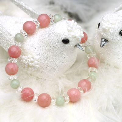 ヒスイ＆ピンクオパールブレスレット　レディース　送料無料　パワーストーン天然石 |  | 01