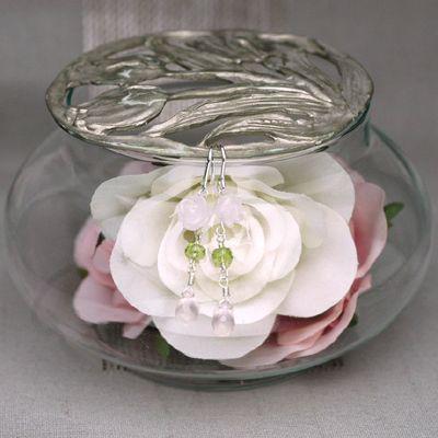 チェリーローズパワーストーンピアス/ペリドット＆ローズクォーツパワーストーン　天然石 |  | 01