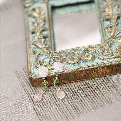 チェリーローズパワーストーンピアス/ペリドット＆ローズクォーツパワーストーン　天然石 |  | 03