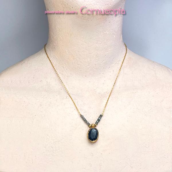 【売り尽くし半額セール】ターキッシュサファイヤネックレス/サファイヤ＆ラブラトライト　９月誕生石　パワーストーン　天然石 |  | 03