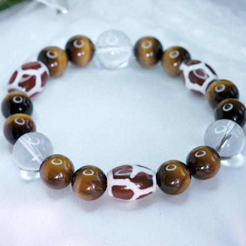 タイガーアイ＆カーネリアンチベットストーン　メンズブレスレット　パワーストーン　天然石　送料無料 | 
