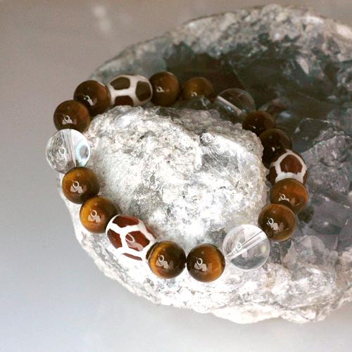 タイガーアイ＆カーネリアンチベットストーン　メンズブレスレット　パワーストーン　天然石　送料無料 |  | 02