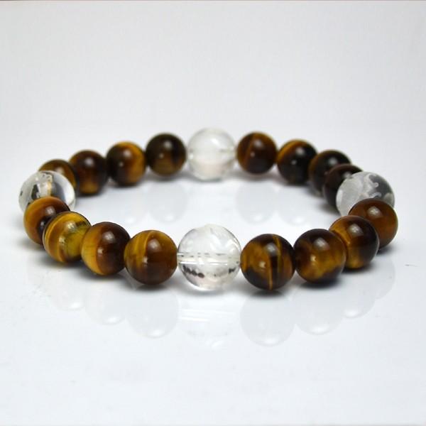 ユピテルパワーストーン　メンズブレスレット　/タイガーアイ＆四神彫り水晶　天然石　送料無料 |  | 07