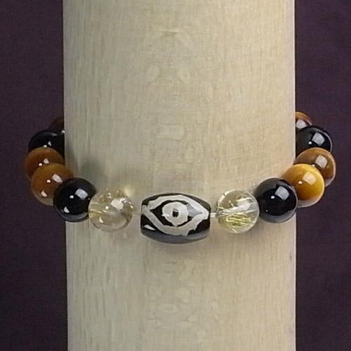 タイガーアイ＆ブラックトルマリン＆ルチルクォーツ　メンズブレスレット　パワーストン　天然石　送料無料 |  | 03