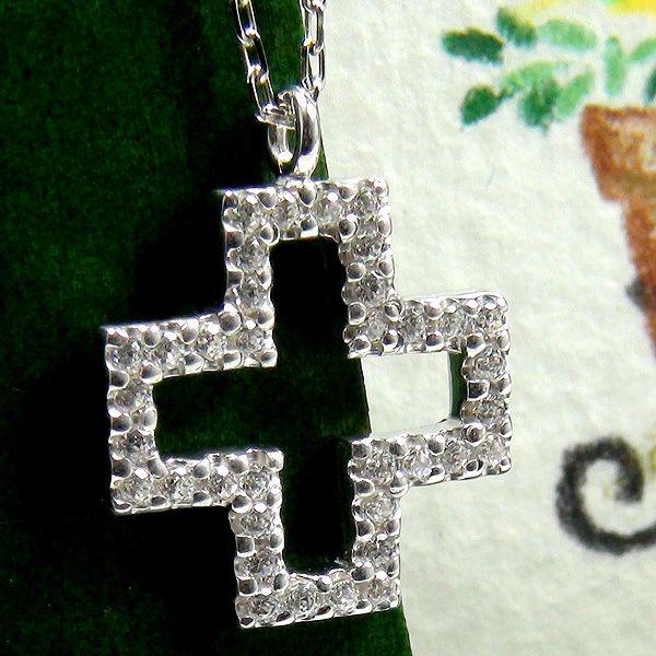 クロスダイヤモンドネックレスK18WGホワイトゴールド数付き