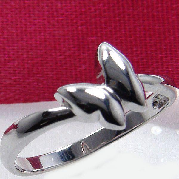 4℃ ホワイトゴールドリングバタフライモチーフ