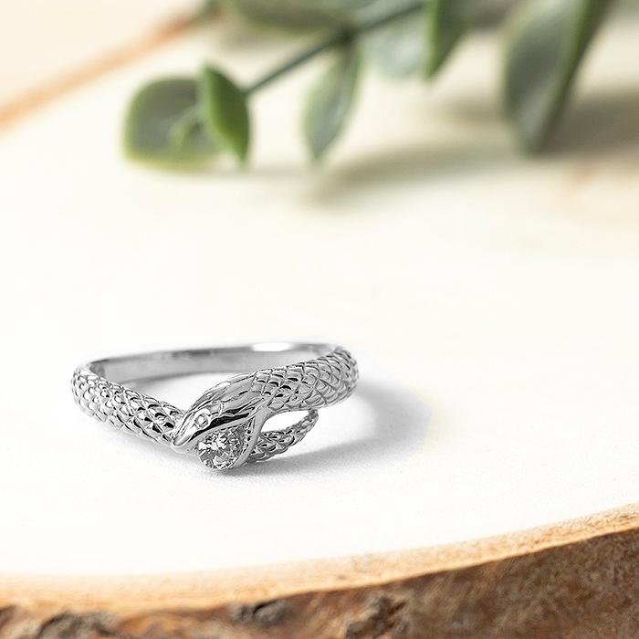 Ｋ10WGスネークリング K10WGスネークリング指輪開運白蛇リングシグニティー