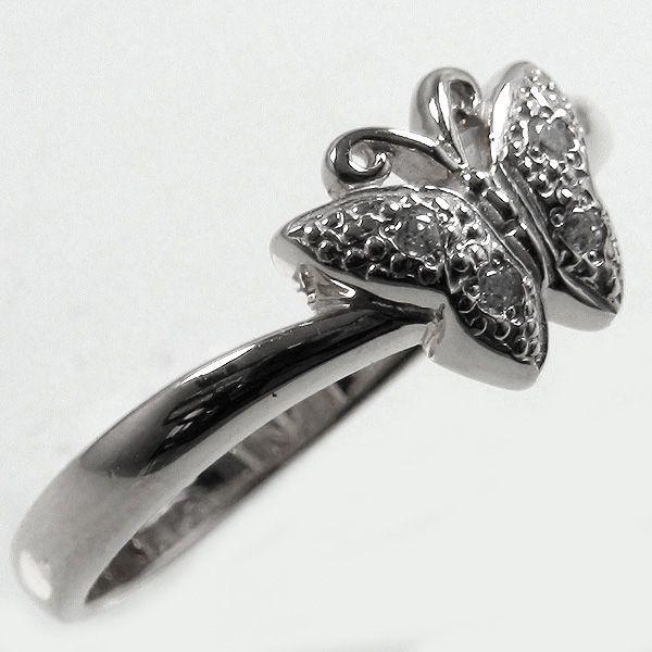 蝶のモチーフダイヤリング指輪バタフライリングプラチナPT900天然