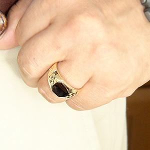 K18 印台 18金 ゴールド メンズ リング 指輪 八角形 18K