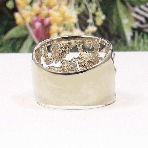 モチーフ透かし模様 幅広リング指輪プラチナリング ライオンモチーフ