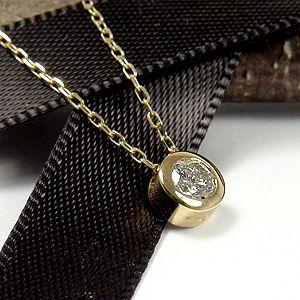 ダイヤモンドネックレス K18一粒ダイヤモンドペンダント 裏側はフラワーデザインの画像