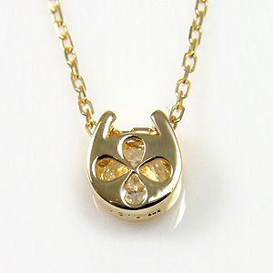 ダイヤモンドネックレス 馬蹄K18ゴールド一粒ダイヤモンドペンダント