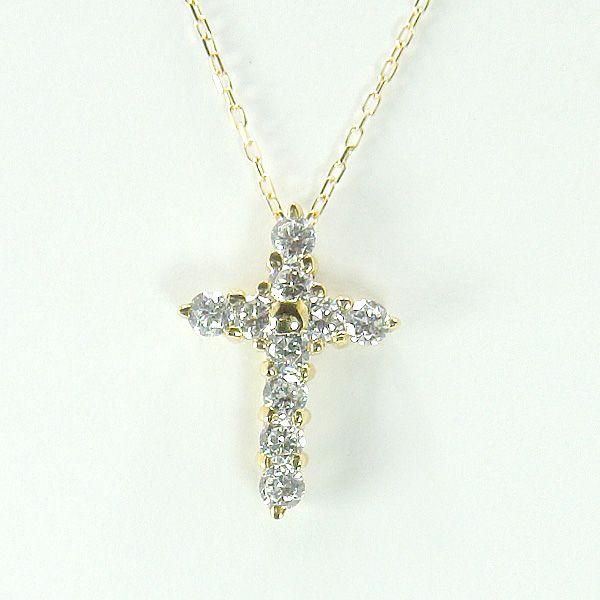 【K18クロス 】スイート10ダイヤ ネックレス K18クロスダイヤモンドネックレス ゴールドスウィート10ペンダント 数