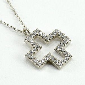 クロスダイヤモンドネックレスプラチナ 数付きダイヤモンド