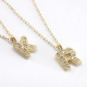 K18イニシャルネックレス ゴールドダイヤモンドネックレス アルファベットペンダントの画像