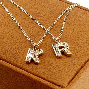 K18イニシャルネックレス ゴールドダイヤモンドネックレス アルファベットペンダントの画像