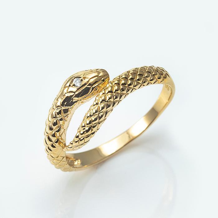 K18　蛇モチーフ　天然ダイヤモンドリング　サイズ11.5号　透かし　18金 蛇ダイヤモンドリング指輪開運蛇リング天然ダイヤモンドリンK18