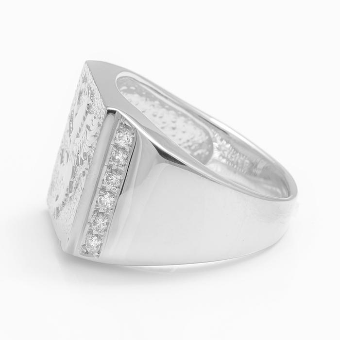 メンズ リング プラチナ 印台 紋章 ダイヤモンド プラチナ900 指輪 