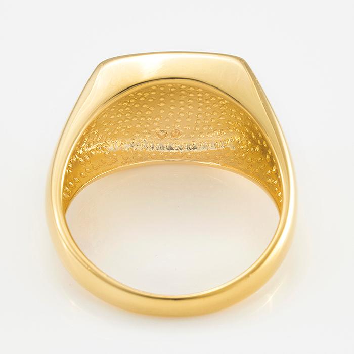 18金ゴールドメンズリング ダイヤモンドK18指輪紋章印台ダイヤK18刻印