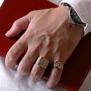 18金ゴールドメンズリング ダイヤモンドK18指輪紋章印台ダイヤK18刻印