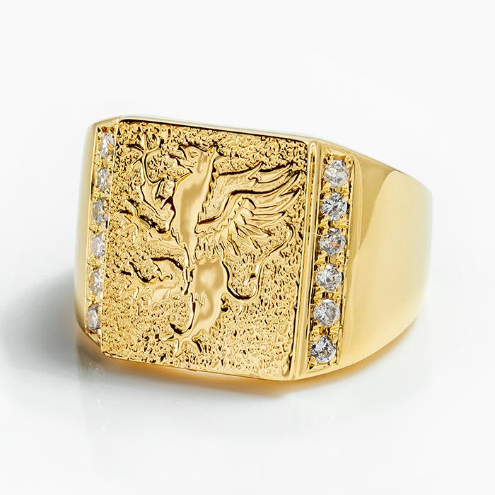 18Kメンズリング18金紋 印台ダイヤモンドK18 指輪 K18天然ダイヤモンド