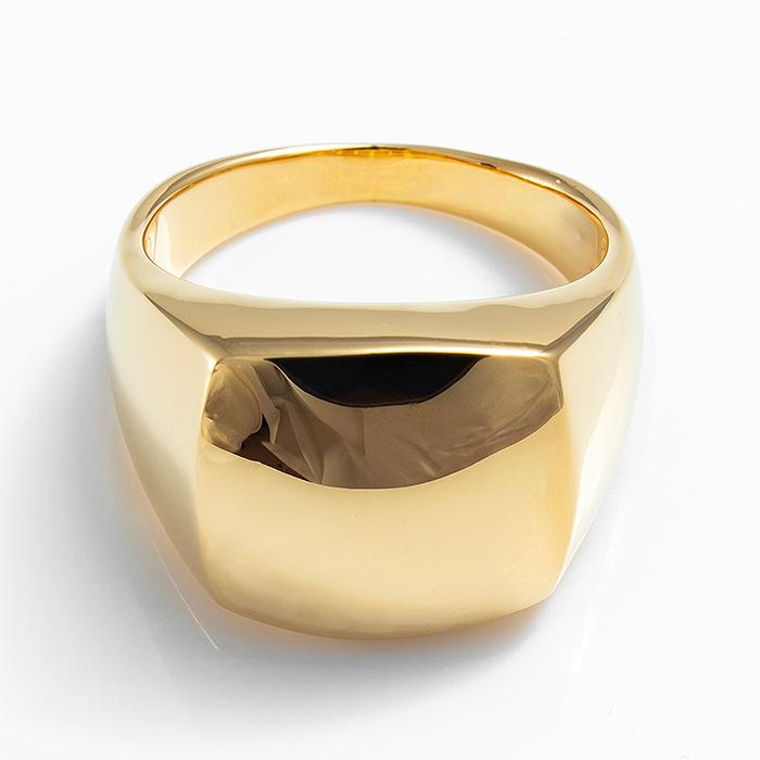 18Kメンズリング指輪 印台18金ゴールドK18 シンプルボリュームK18刻印