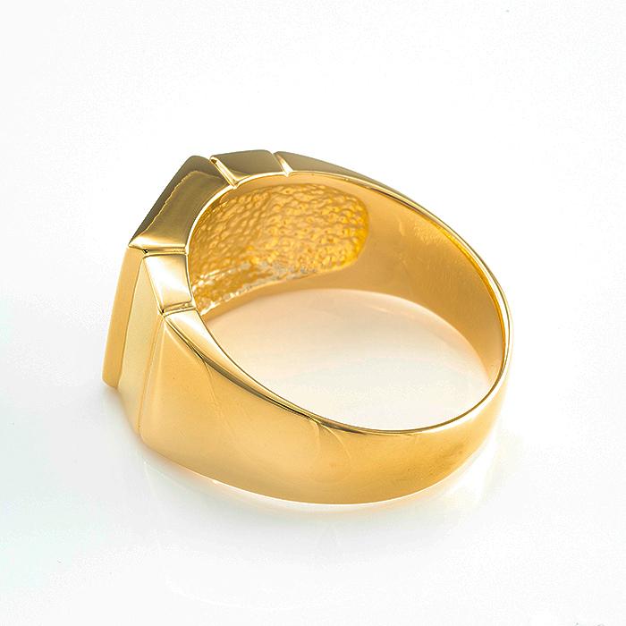 18Kダイヤモンド18金指輪印台メンズ リング人気ゴールド K18 紋章刻印