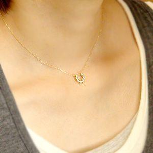 馬蹄ネックレスホースシューPT900プラチナドダイヤモンドネックレスペンダントの画像