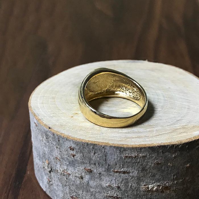 K18指輪印台18金家紋 ゴールド メンズリング 機械彫刻K18刻印入り