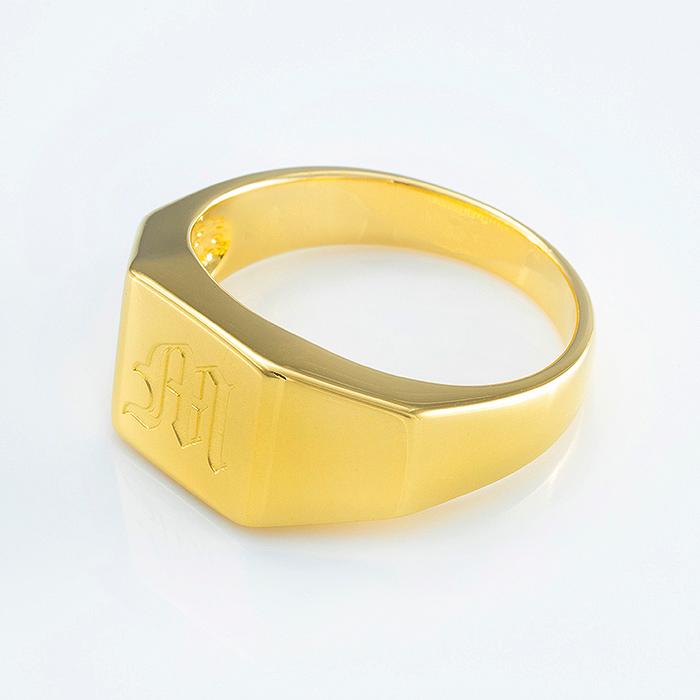 18金 印台 ゴールド メンズ リング 指輪 イニシャル 刻印 リング K18 金 指輪 機械彫刻 指輪 140613040 ジュエリー工房コロコロ