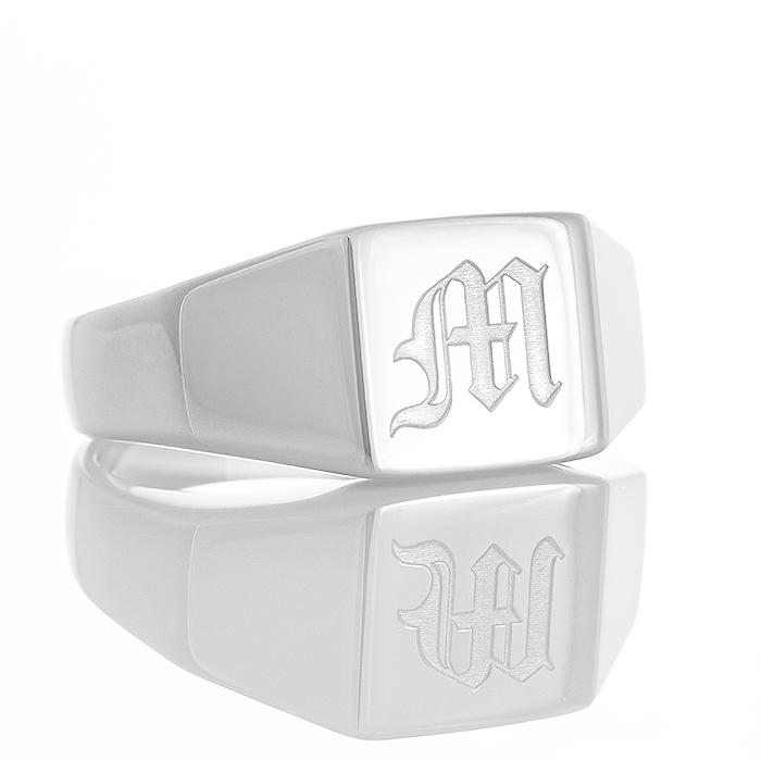 プラチナ印台メンズリングイニシャルプラチナPT900リング機械彫刻指輪