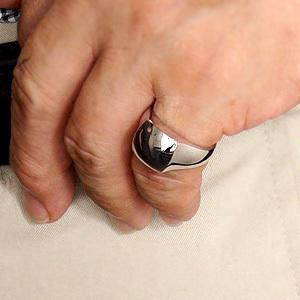 18K K18 印台メンズ リングホワイト ゴールド裏張り福文字指輪刻印入り