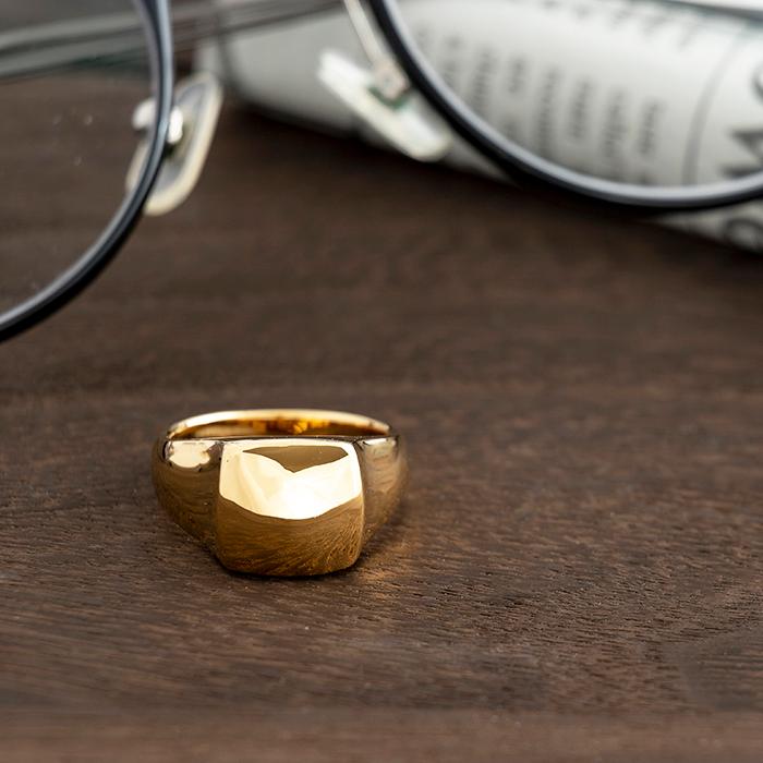 18K18金印台ゴールド メンズリング指輪 K18裏張り福文字刻印入り保証