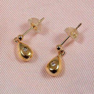 ドロップダイヤモンド揺れるスタッドピアスイエローゴールドK18YG