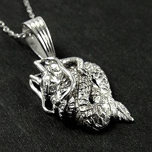 ダイヤモンド プラチナ メンズ ネックレス ドラゴン 龍 0.005ｃｔ ペンダント ＰＴ900 竜の画像