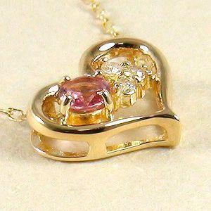 5月誕生石ハートモチーフエメラルドペンダントネックレスK18ゴールド