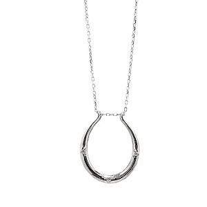 馬蹄ネックレスホースシューK18WGホワイトゴールドダイヤモンドネックレスペンダントの画像