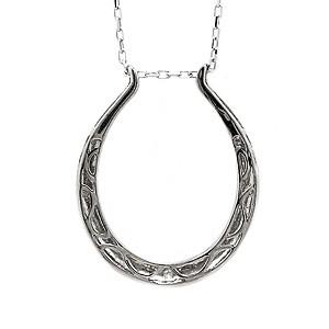 馬蹄ネックレスホースシューK18WGホワイトゴールドダイヤモンドネックレスペンダントの画像