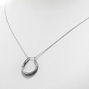 馬蹄ネックレスホースシューK18WGホワイトゴールドダイヤモンドネックレスペンダントの画像