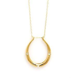馬蹄ネックレスホースシューK18ゴールドダイヤモンドネックレスペンダントの画像
