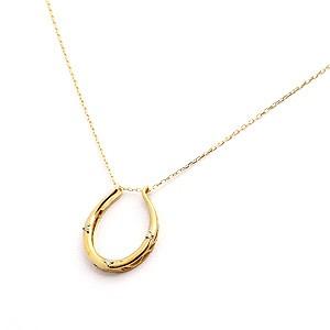 馬蹄ネックレスホースシューK18ゴールドダイヤモンドネックレスペンダントの画像