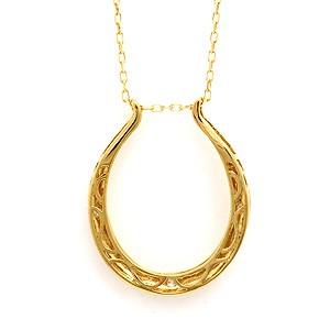 馬蹄ネックレスホースシューK18ゴールドダイヤモンドネックレスペンダントの画像